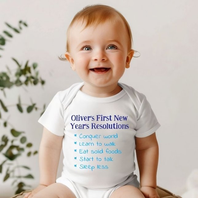 My First New Year's Resolutions, Baby Boy Funny    Bodysuit (Funny New Year Resolutions Bodysuit)