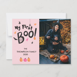 My First Pink Boo Halloween Baby Pastel Holiday Card
