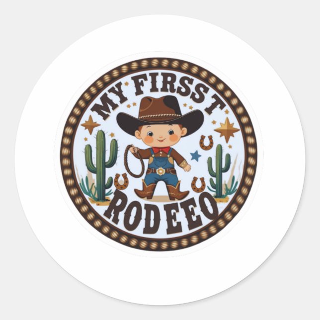 My First Rodeo Baby Sticker - Cute Cowboy Baby Rod (Front)
