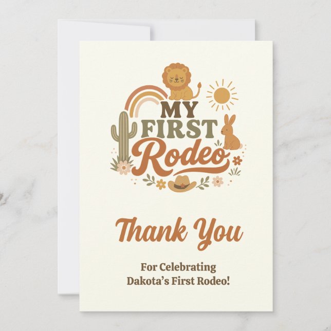 My First Rodeo Birthday Thank You Card  (Front)