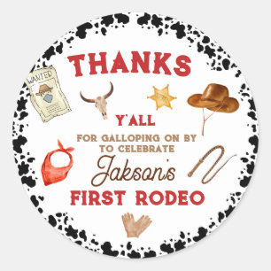 My First Rodeo Cowboy 1st Birthday Classic Round Sticker