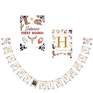 My First Rodeo Cowboy 1st Birthday Happy Birthday Bunting