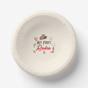 My First Rodeo Cowboy 1st First Birthday Paper Plate