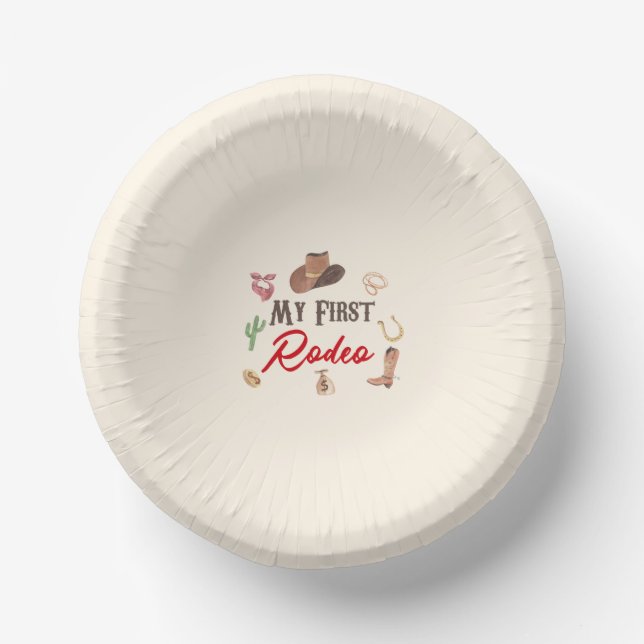 My First Rodeo Cowboy 1st First Birthday Paper Plate (Front)