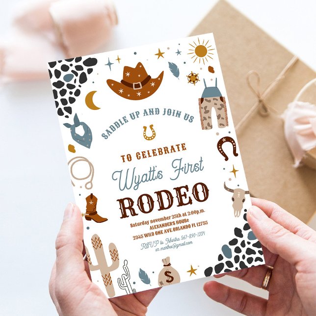 My First Rodeo Cowboy Birthday Ranch Southwestern Invitation (Creator Uploaded)