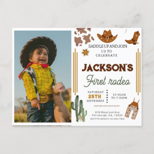 My First Rodeo Cowboy photo 1st Birthday Postcard