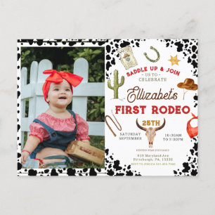 My First Rodeo Cowboy  photo 1st Birthday Postcard
