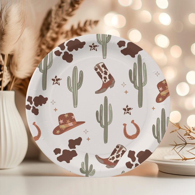 My First Rodeo Cowboy Wild west birthday party Paper Plate (Creator Uploaded)