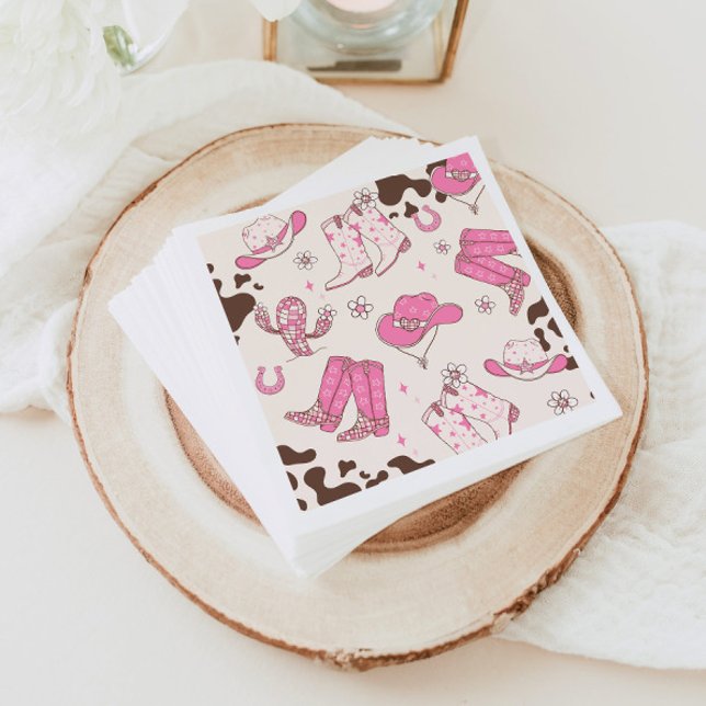 My First Rodeo Cowgirl pink birthday party Napkin (Creator Uploaded)