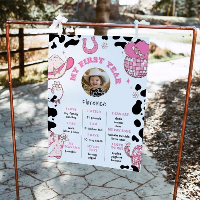 My First Rodeo cowgirl pink photo Milestone Poster (Creator Uploaded)