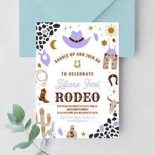 My First Rodeo Cowgirl Southwestern Ranch Birthday Invitation