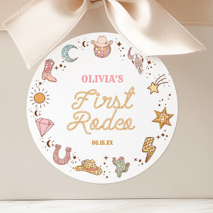 My First Rodeo Disco Cowgirl 1st Birthday Party Classic Round Sticker