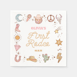 My First Rodeo Disco Cowgirl 1st Birthday Party Napkin