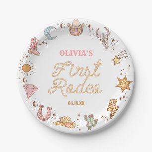 My First Rodeo Disco Cowgirl 1st Birthday Party Paper Plate