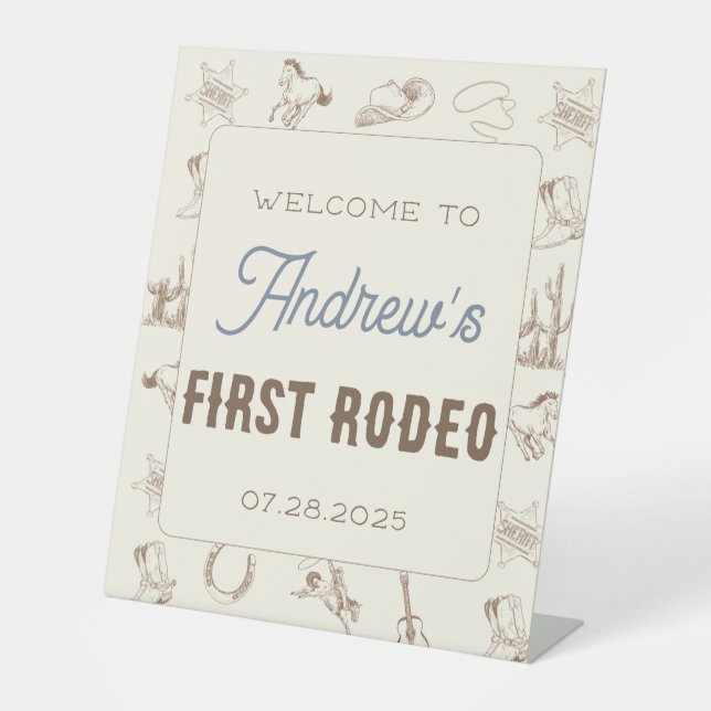 My First Rodeo Personalised Birthday Pedestal Sign (Front)