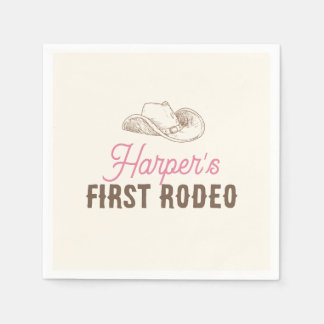 My First Rodeo Personalised Pink Cowgirl Birthday Napkin
