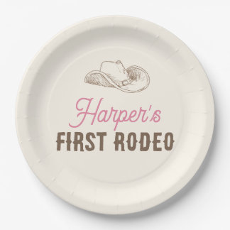 My First Rodeo Personalised Pink Cowgirl Birthday Paper Plate