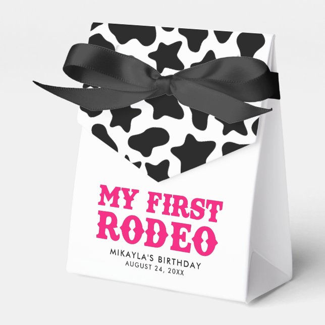 My First Rodeo Pink Cowgirl Birthday Favour Box (Front Side)
