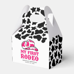 My First Rodeo Pink Cowgirl Birthday Favour Box
