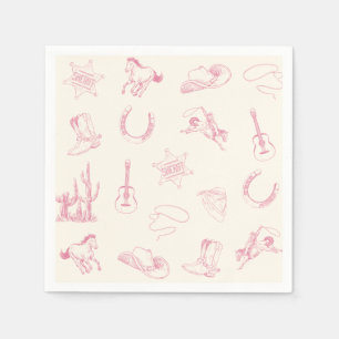 My First Rodeo Pink Cowgirl Western Birthday Napkin