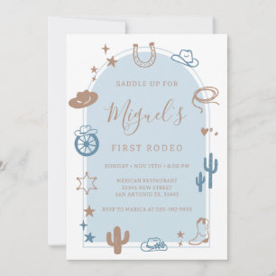 My First Rodeo Southern Wild West Cowboy Birthday  Invitation