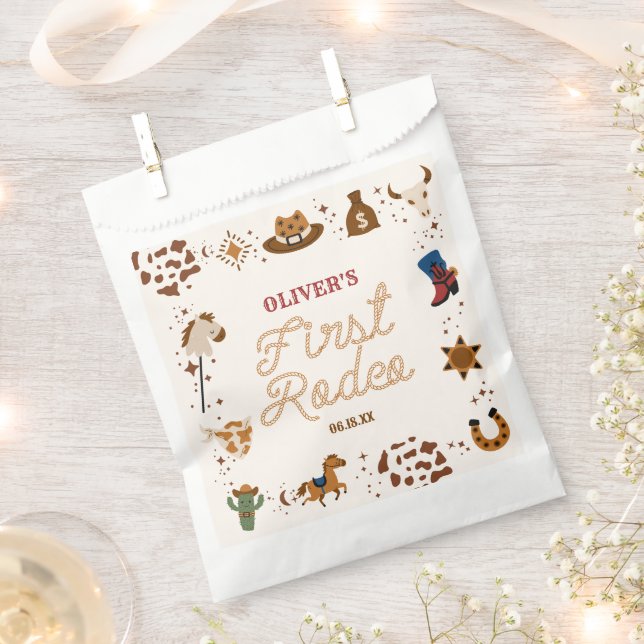 My First Rodeo Western Cowboy 1st Birthday Party Favour Bags (Clipped)