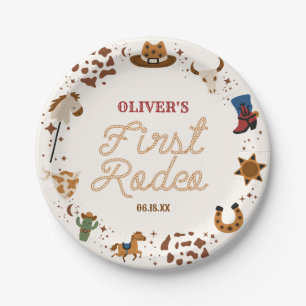 My First Rodeo Western Cowboy 1st Birthday Party Paper Plate