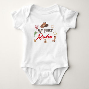 My First Rodeo Western Cowboy 1st First Birthday Baby Bodysuit