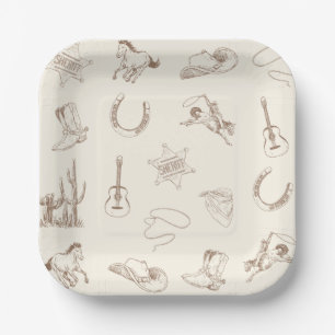 My First Rodeo Western Cowboy Paper Plate