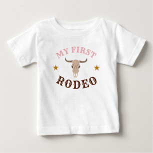 My First Rodeo Western Cowgirl First Birthday Pink Baby T-Shirt