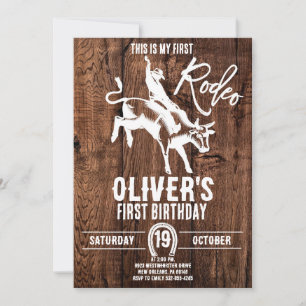 My First Rodeo, Western Party, Cowboy 1st Birthday Invitation