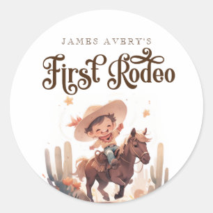 My First Rodeo Wild West Cowboy Birthday  Classic Round Sticker
