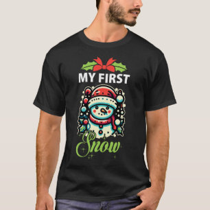 My First Snow Cute Snowman Winter Xmas Christmas T-Shirt