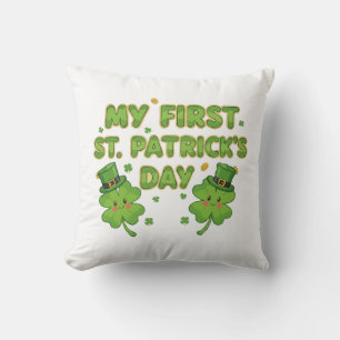 My First St. Patrick's Day   Cute Kawaii Shamrock  Cushion