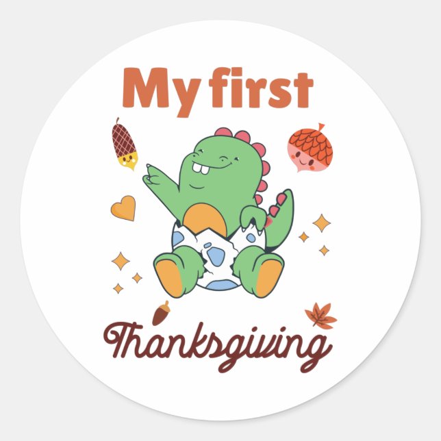 My first Thanksgiving Classic Round Sticker (Front)