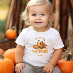My First Thanksgiving Cute Personalised Name Baby T-Shirt