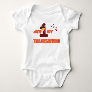 My First Thanksgiving Text & Number One Festive Baby Bodysuit