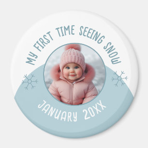 My first time seeing snow custom photo and year ma magnet