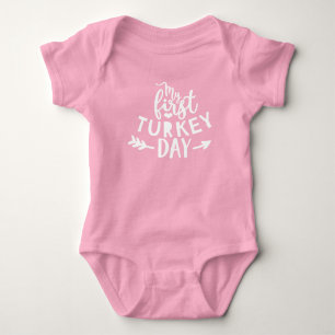My First Turkey Day Cute Thanksgiving Baby Bodysuit
