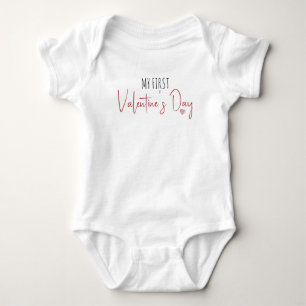 My First Valentine's Day Cute Script Heart Baby Bodysuit