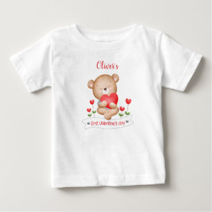 My first Valentine's day Personalised Baby boy T-Shirt