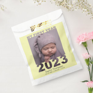 My First Year 2023 Modern Cutout Baby Photo Yellow Favour Bags