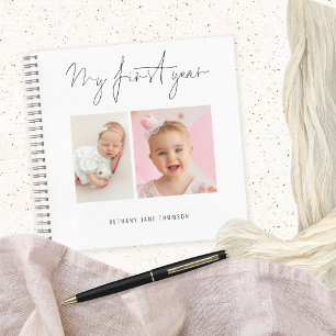 My First Year 2 Photos First Birthday Keepsake Notebook