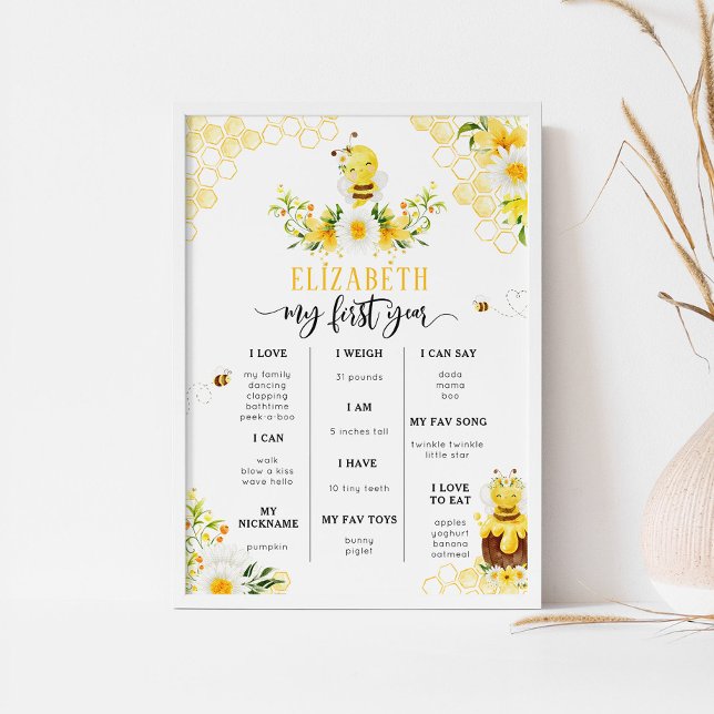 My first year bee infographic Bumble bee milestone Poster (Creator Uploaded)