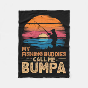 My Fishing Buddies Call Me Bumpa Retro Vintage Gra Fleece Blanket
