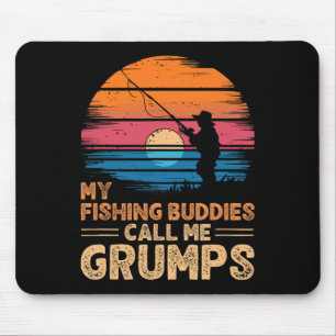 My Fishing Buddies Call Me Grumps Retro Vintage Gr Mouse Mat