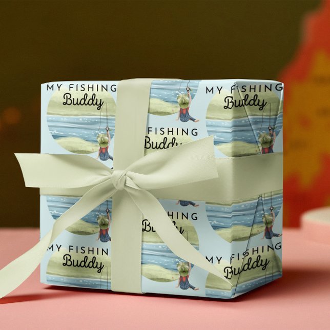 My Fishing Buddy Wrapping Paper Roll (Celebrate your special fishing buddy with these cute watercolor wrapping paper sheets! )
