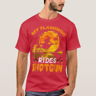 My Flamingo Rides Shot Witch Fly Broomstick Bat Ha T-Shirt