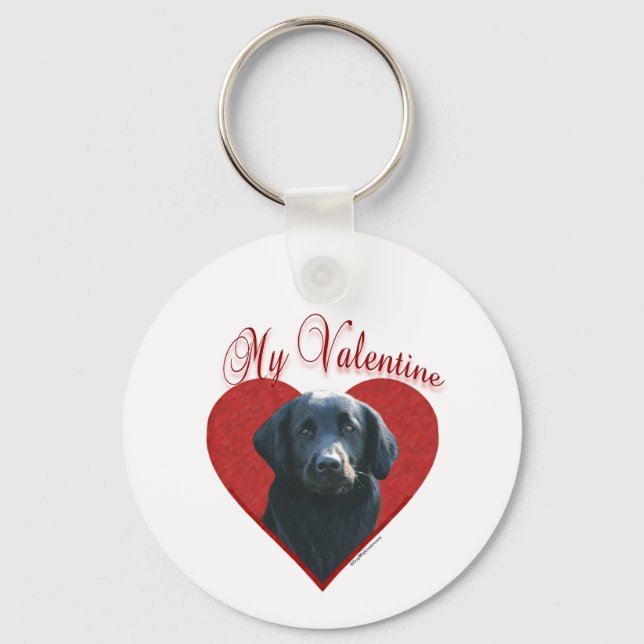 My Flat-Coated Retriever Valentine Key Ring (Front)