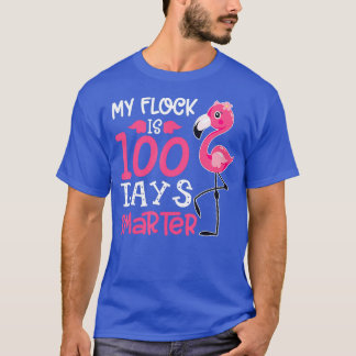My Flock Is 100 Days Smarter Cute Flamingo Teacher T-Shirt